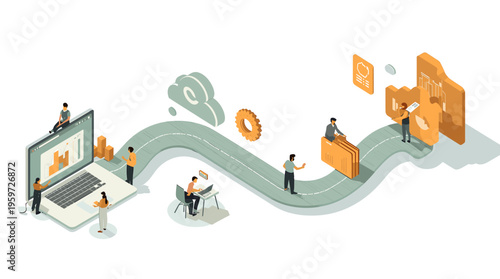 A man rides a laptop like a horse, symbolizing innovation and control in a digital world.