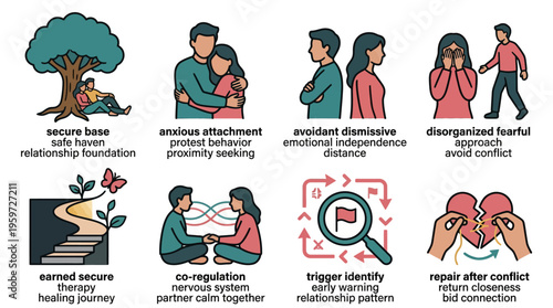 Relationship Attachment Styles and Emotional Regulation Psychology Infographic