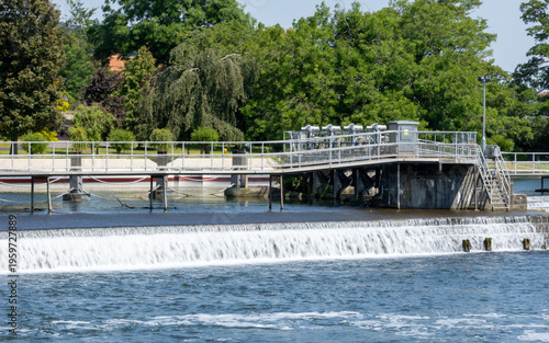 Canvas Print The weir an industrial method developed to control water levels on rivers