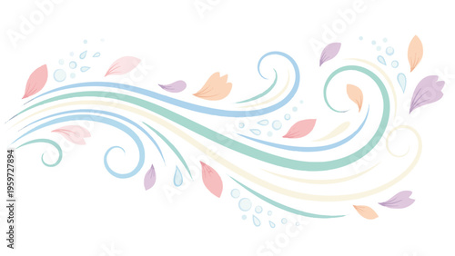 Springtime Abstract Background with Gentle Breezes Floating Petals and Soft Bubbles