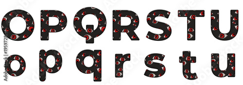 Eyes pattern dark horror o, p, q, r, s, t, u word design text alphabet letter typography font design