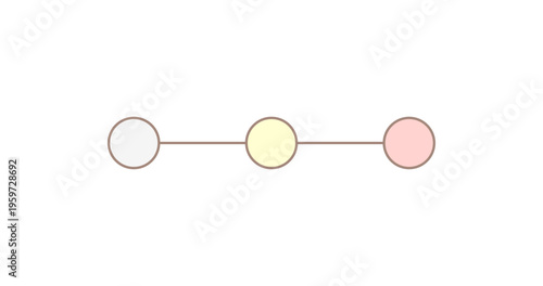 線でつながったカラフルな3つの丸のテンプレート素材 - シンプルでかわいいフロー・ステップ図解