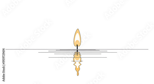 A minimalist vector graphic of a candle flame with reflection and sound waves