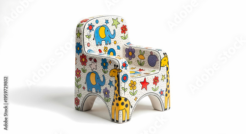 Traditional Pottery Kids Chair with Colorful Decoration