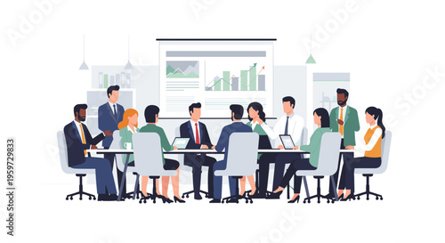 Business Meeting with Colleagues Discussing 2.