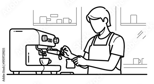 Barista Making Coffee with Machine.