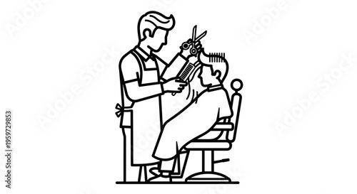 Barber Cutting Mans Hair Illustration 1.