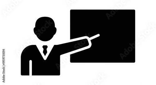 Businessman Pointing at Blackboard.