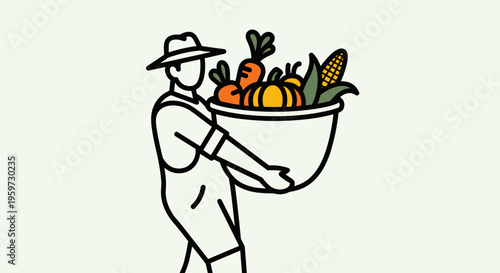Farmer Holding Fresh Harvest Produce.