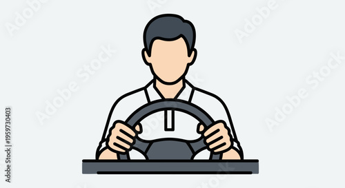 Man Driving Vehicle Steering Wheel.