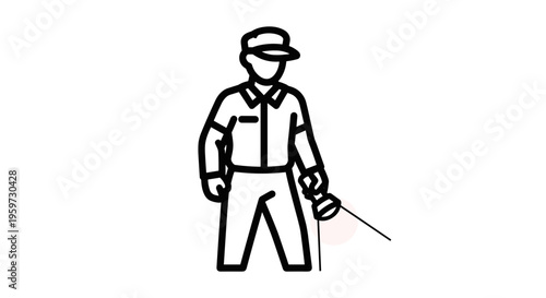 Man Holding Golf Club Standing.