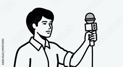 Man Holding Microphone Illustration.