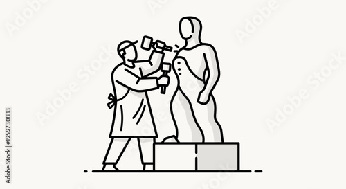 Sculptor Carving a Statue.