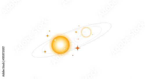 A vibrant vector graphic illustration of a planet and its ring system with stars
