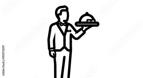 Waiter Serving Food on Tray 2.