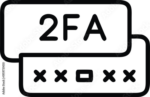 Two Factor Authentication 2FA Verification Line Icon. Secure Login, OTP Code Security, Identity Verification Outline Vector