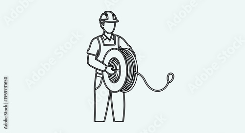 Worker Holding Electrical Cable Reel.