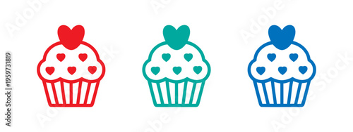 cupcakes with different heart shaped toppings