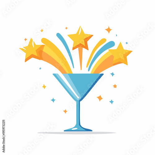 乾杯のしぶきが星形を作るダイナミックなカクテルベクターイラスト