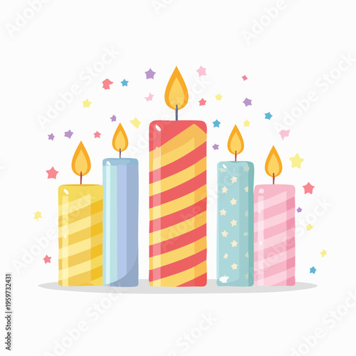 周年記念を祝うカラフルな数字キャンドルのベクターイラスト
