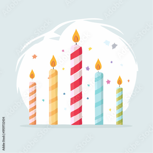 周年記念を祝うカラフルな数字キャンドルのベクターイラスト
