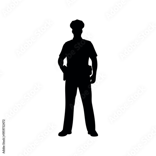 Male police officer silhouette vector flat illustration design.
