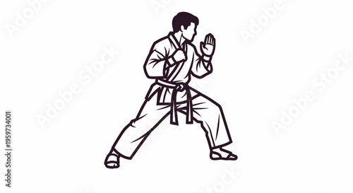 Martial Arts Practitioner Demonstrates Defensive Stance in Traditional Uniform