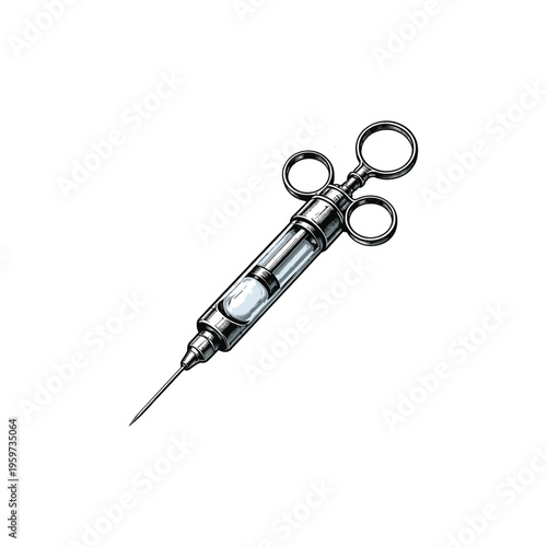 Vintage Medical Syringe Illustration – Healthcare and Injection Concept