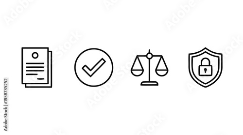 Law legal protection icons set.