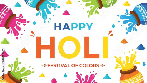 People Celebrate Holi Festival with Colorful Powder and Water