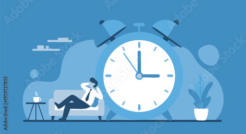 Large Clock Time Management Productivity Concept Illustration