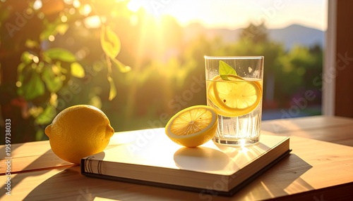 Fresh Lemonade on a Wooden Table.