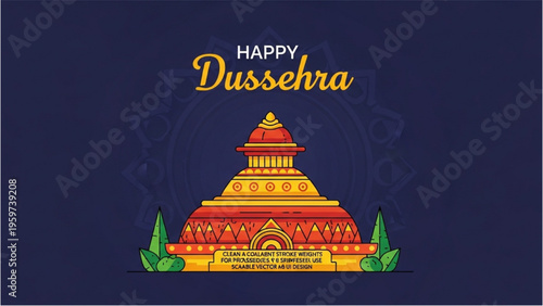 Dussehra festival celebration with vibrant temple decorations and lights