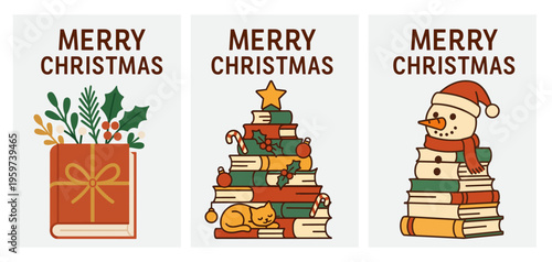 Festive Christmas Book Stack Holiday Designs