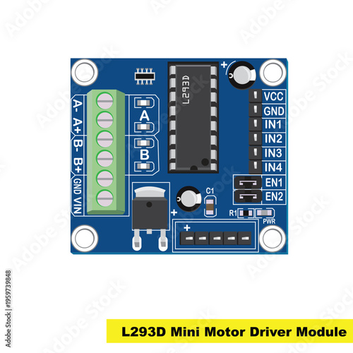 L293D Mini Motor Driver Module for Robotics and DC Motors, For arduino, ESP32 and Raspberry Pi Project