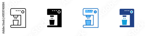 Coffee Machine Multiple Style Icon Design Vector - Coffee machine representing beverage brewing, cafe equipment, and daily drink preparation workflow