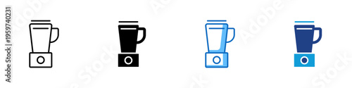 Blender Multiple Style Icon Design Vector - Blender representing food processing, beverage preparation, and kitchen appliance usage for mixing ingredients