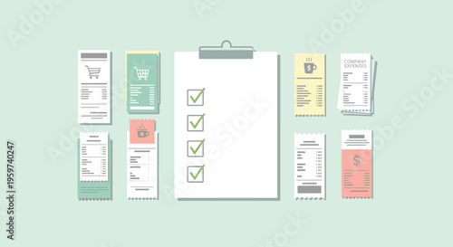 Flat minimalist illustration of company expense tracking
