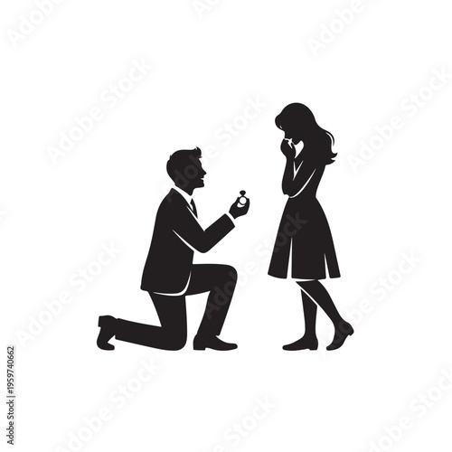 Man proposing to a woman with a ring in a romantic gesture