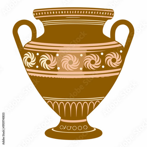An ancient greek amphora vase with detailed spiral and linear designs