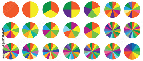 Pie charts diagrams, different circles, donut and pie chart infographic elements set, diagram collection with circular icons for info-graphic