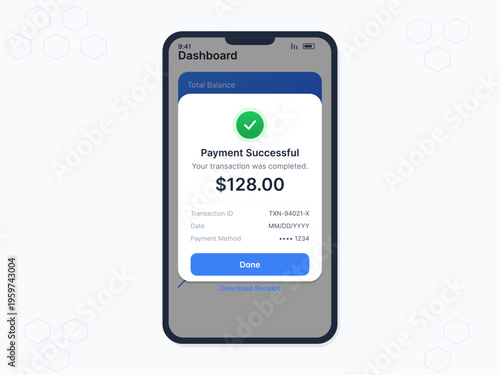 Payment Successful Mobile Notification Interface