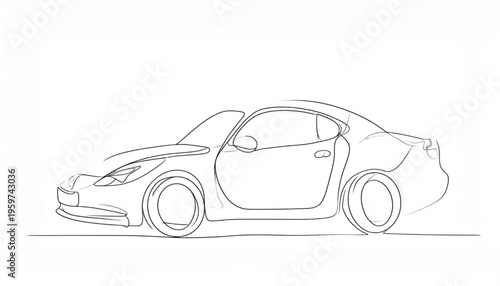 Car Side View Line Drawing.