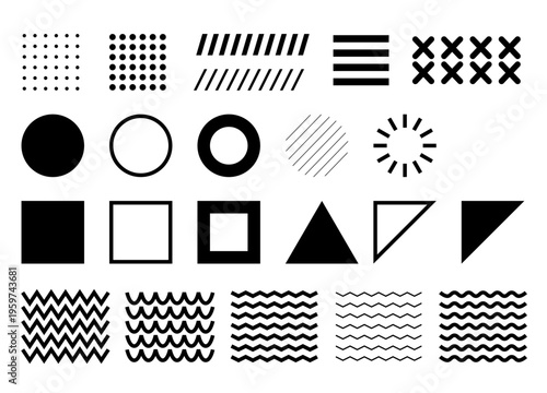 Abstract geometric shapes and grids.