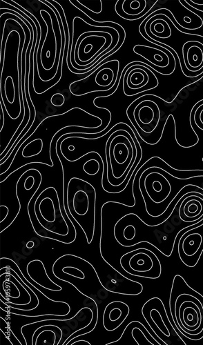 Map contour line and topography abstract relief with topographic vector terrain. Cartography land background and grid landscape outline with geographic mountain texture.