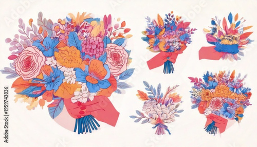 Colorful bouquet flower arrangements.