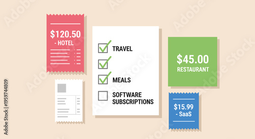 Flat minimalist illustration of company expense tracking b
