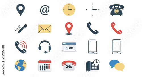 Contact Us Icons Essential Collection for Websites and Apps Including Phone, Email, Location, and Communication Symbols