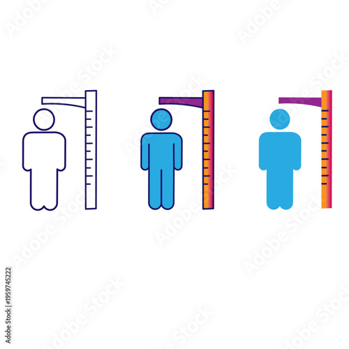 person height measurement vector icon set with stadiometer ruler isolated on white background