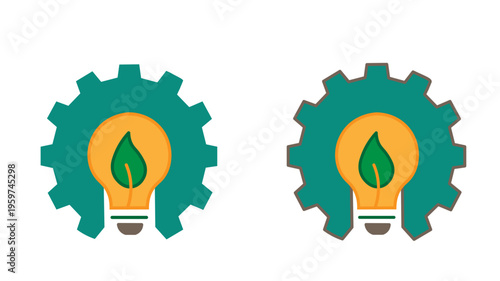 green energy innovation concept with light bulb leaf and gear vector illustration